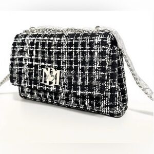 NWT BADGLEY MISCHKA Tweed Bag with Silver Hardware